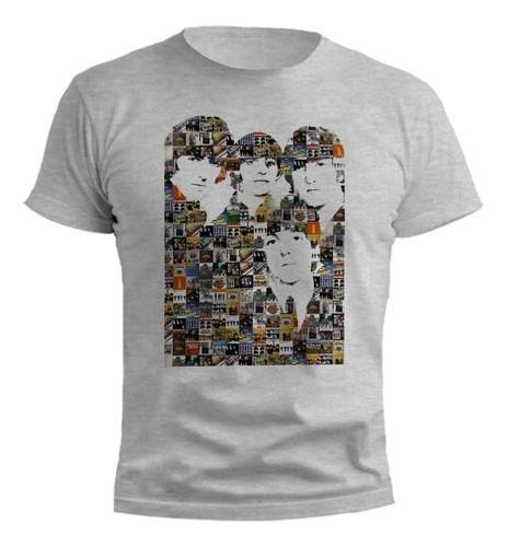 Remera The Beatles Ilustracion Diseño Gris Melange