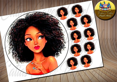 Papel De Arroz Comestível P/ Bolo Black Power Hair Cabelo M4