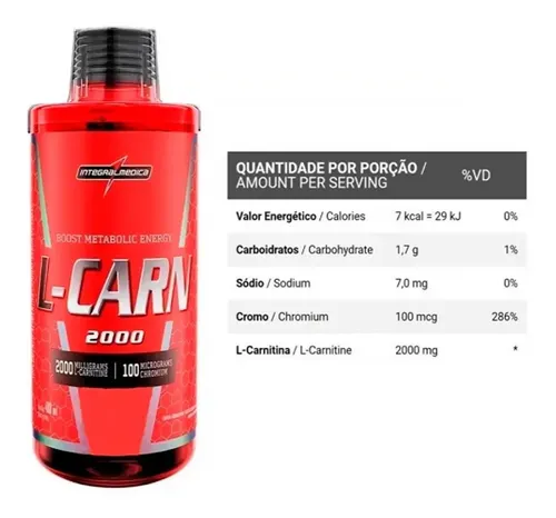 L-carn 2000 L-carnitina Líquida 480ml - Integral Médica