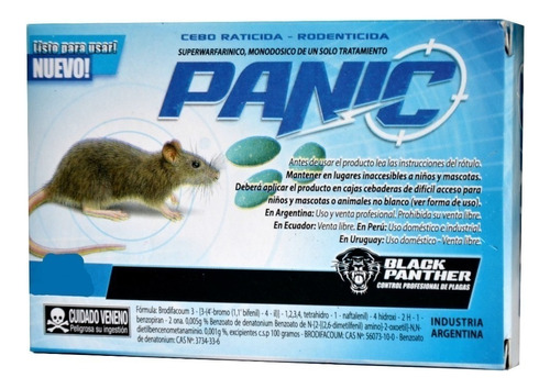 Panic Raticida 250g Ratas Y Ratones Pastilla Azul 