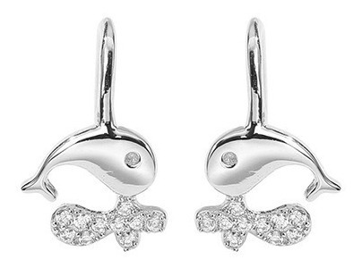 Aretes Ballenita De Plata 0.925 Con Zirconia - 901