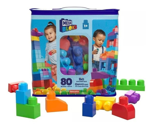 Juguete De Construcción Mega Bloks Bolsa Grande Azul 80 Pzs