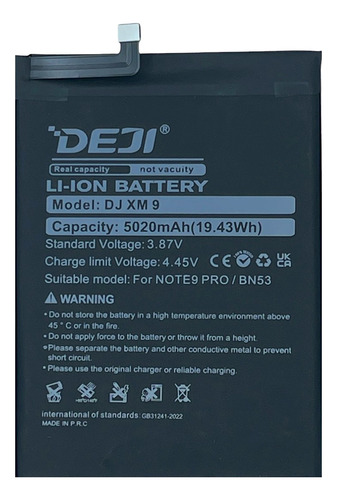 Bateria Compatible Con Redmi Note 9 Pro 4g Bn53 Deji