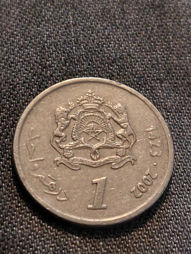 Moneda De Marruecos 1 Dirham Año 2002 Cobre Níquel Y117