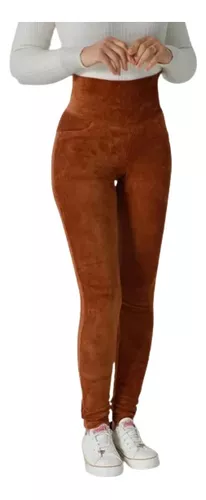 Calça Legging De Veludo Feminina Cintura Alta Moda Cotelê