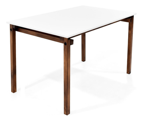 Mesa De Comedor Nashville 4p Tapa Blanco Patas Caramelo