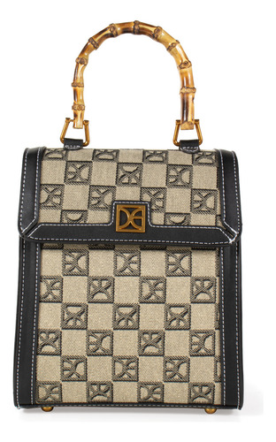 Bolsa Mochila Cloe Para Mujer Textil Maneral Look Bambú Color Negro