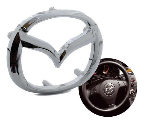Emblema Para Volante Cromado Compatible Mazda 57mm X 45mm