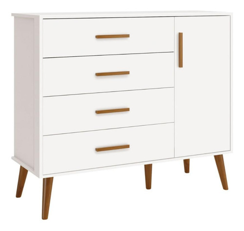 Cômoda Sapateira Infantil 4 Gavetas 1 Porta Isis Branco