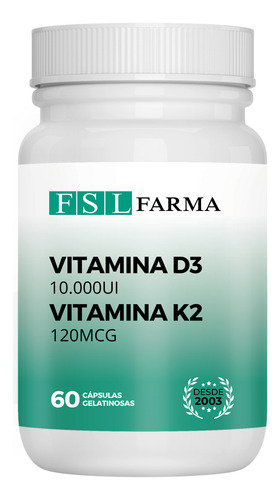 Vitamina D3 10.000ui + K2 (mk-7) 120mcg 60 Caps. Sublingual Laranja