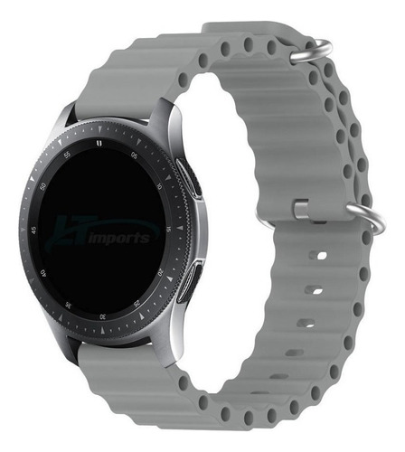 Pulseira 22mm Ondas Para Samsung Gear S3 Frontier Sm-r760 Cor Cinza