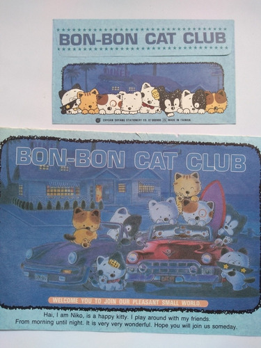 Papeles De Carta Bon Bon Cat + 2 Sobres Antiguo Colección