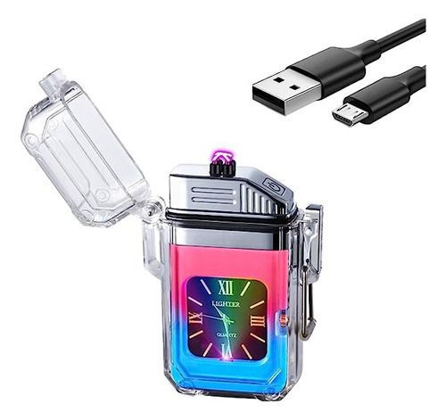 Encendedor De Cigarrillos Con Reloj Carga De Doble Arco Usb1