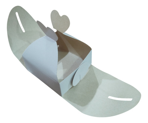 Estuche Canastita Corazón Souvenirs Bombones 9x9x4,5 X25u Blanco