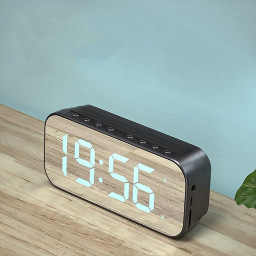 Imagen 5 de 10 de Reloj Radio Despertador Bluetooth Batería Alarma Micro Sd
