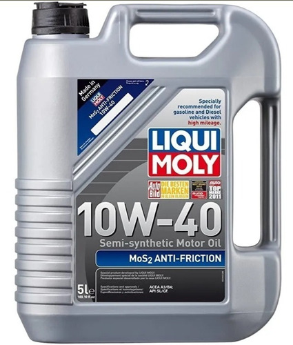 Aceite Semi 10w40 Liqui Moly  Anti Fricción Garrafa 5 Lts 