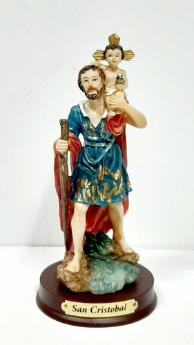 Estatua De San Cristóbal  - 14 Cm - Resina Poliéster 