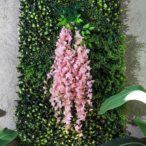 Enredadera Artificia Glicina Pack X 12 Jardín Vertical Muro Rosa