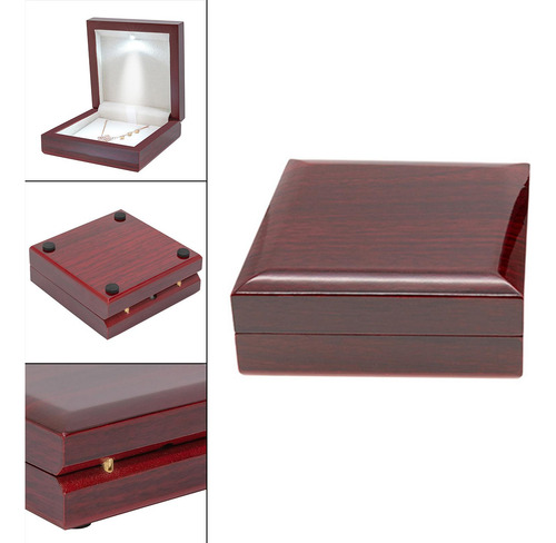 Caja De Regalo De Collar Con Luz Led De Madera Caja De