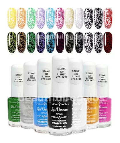  Esmaltes Para Stamping X6 O Estampar Deco Nails Art Varanos