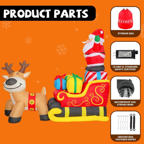 Trineo Inflable Navideño 2 M Largo Con Forma Trineo