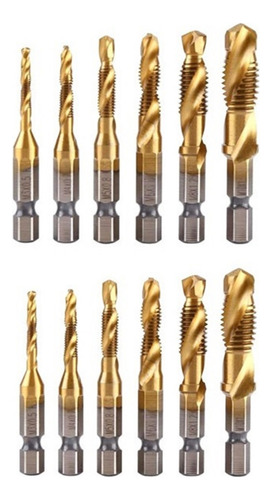 12 Brocas De Rosca En Espiral De Vástago Hexagonal Para Tala