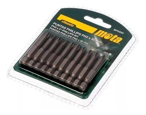 Kit Juego De 10 Puntas Phillips 1/4´´ X 50mm -  Mota