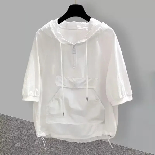 Chaqueta Tipo Camisa De Verano Con Capucha Y Protección Sola