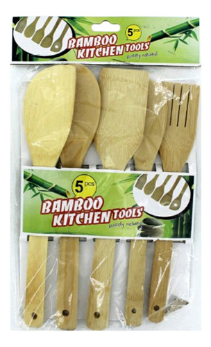 Set De 4 Utensilios De Bambu Para Cocina Sustentable Higiene