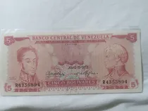 Comprar Billete De Venezuela 5 Bolívares  Del Año 1972