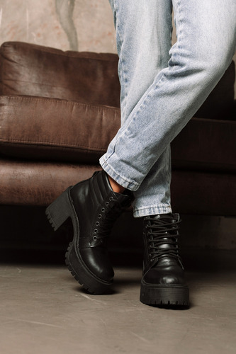 Borcegos Mujer Cuero Taco Alto Plataforma Botas Moda Romi