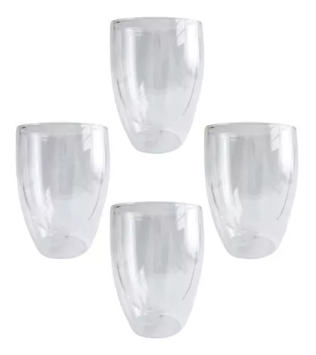 Vasos De Vidrio Con Doble Pared De Cristal Para Café/ 4 Pz/ 360ml