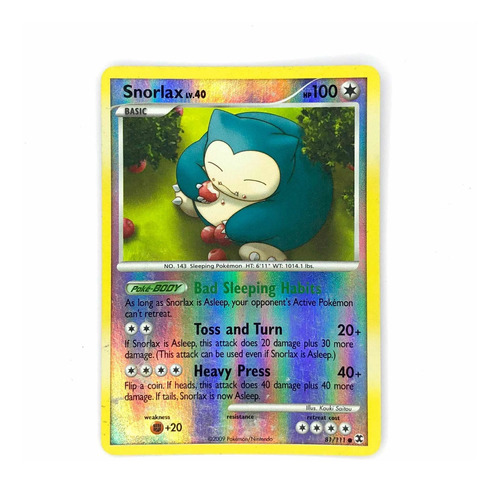 Snorlax 81/111 Holo - Carta Original Pokémon Platinum