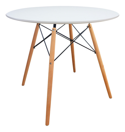 Mesa Dkr Tipo Eames Redonda Tapa De Madera