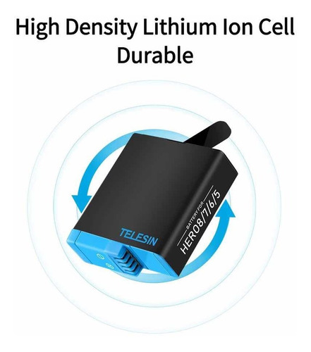 Bateria Telesin Gopro Hero 8, 7, 6, 5 Black/silver