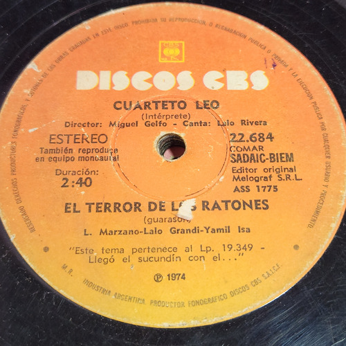 Simple Cuarteto Leo Lalo Rivera Discos Cbs C5