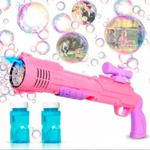 Pistola Bazooka Lanza Burbujas Bubble Gun Automática A Pilas