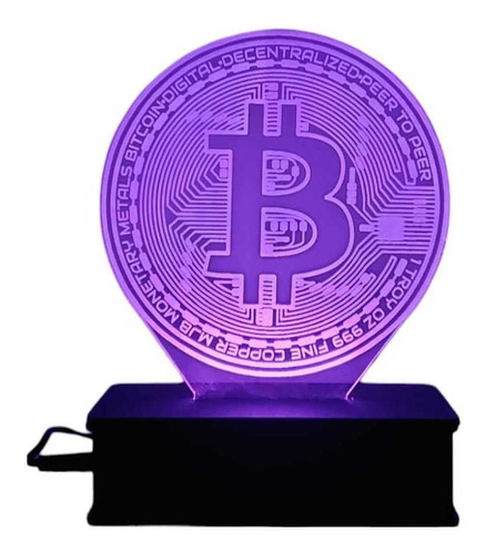 Luminária 3d Led 16 Cores Criptomoedas Bitcoin Milionário Estrutura Preto 127v