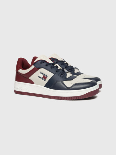 Tenis En Piel Color Rojo Azul Y Blanco De Hombre Tommy Jeans