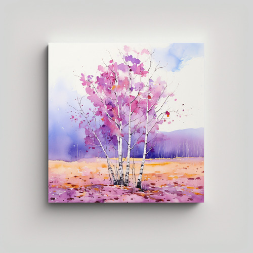 40x40cm Pintura Abstracta De Colores Púrpuras En Un Árbol
