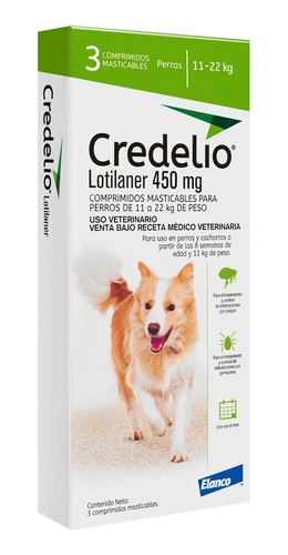 Credelio 450mg Para Perros 11 A 22kg X 3 Tab