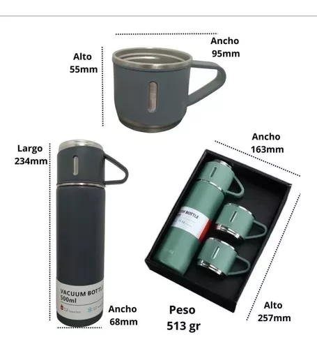 Set Termo Para Agua Caliente Termo Cafe + 2 Tazas 500 Ml