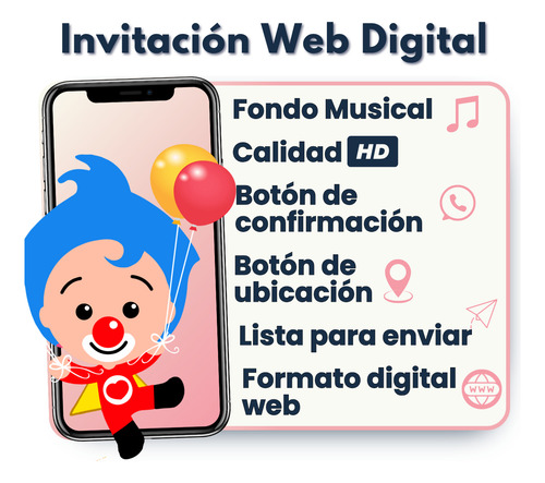 Invitación Digital Web Interactiva Animada Plim Plim
