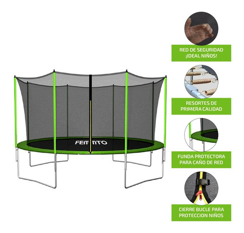 Imagen 4 de 10 de Cama Elastica 3.65 Metros Trampolin Red Protectora Chicos