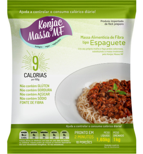 Konjac Tipo Macarrão Espaguete 1kg Saudável Zero Gordura