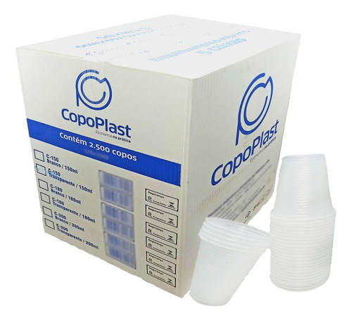 Copo Plástico Descartável Água 250ml Copoplast 2000 Un Caixa Cor Transparente