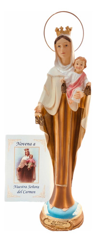 Virgen Del Carmen - Delux En Porcelana + Novena Y Vela