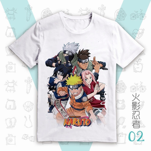 Camiseta De Manga Corta Con Gráfico A Todo Color De Naruto