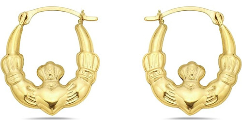 Aretes Aro Claddagh Irlandeses Oro 14 Quilates Cierre Cerrad