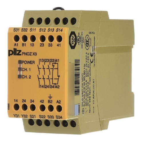 Relevador Pnoz X3 24vac 24vdc 3n/o 1n/c 1so Pilz 774310